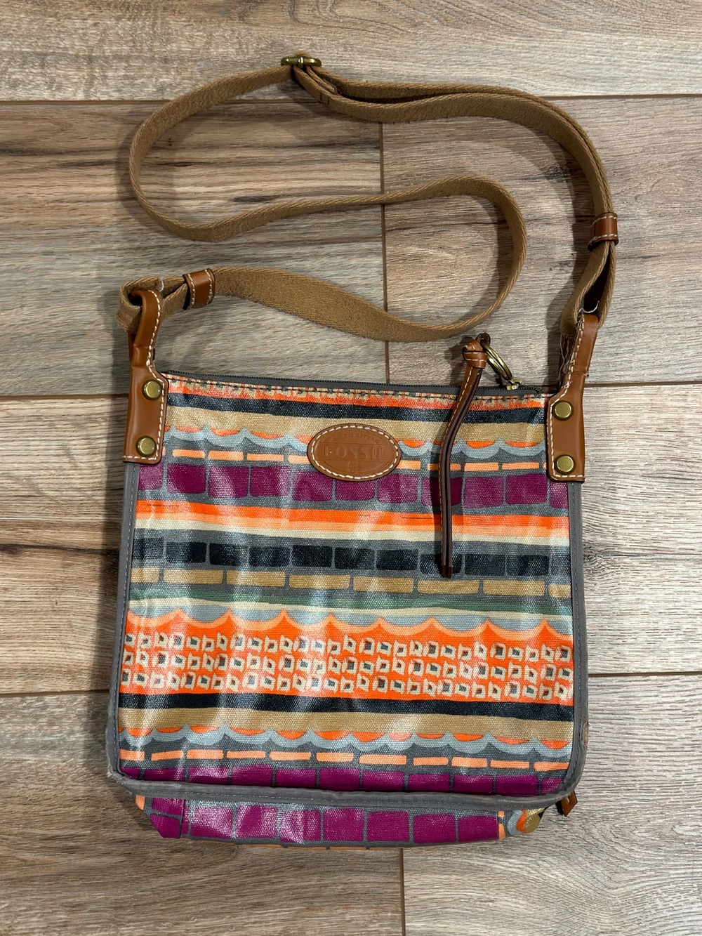 FOSSIL Vintage 2000s Multi-color Indie Pattern Crossbody Bag